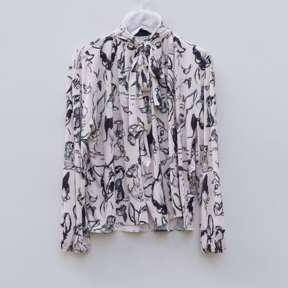 Zara Black and White Bambi Blouse S